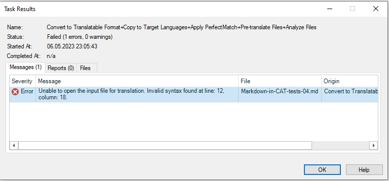Translate doc blocks error in Trados for HTML embedded content 5 2.0.0.0