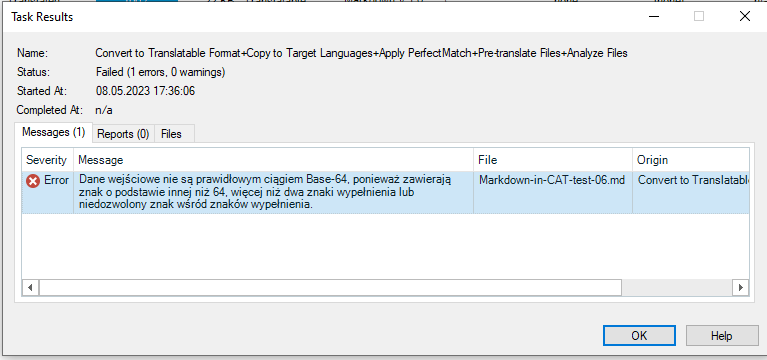 Translate HTML blocks error in Trados for embedded content spreadhseetML v 1